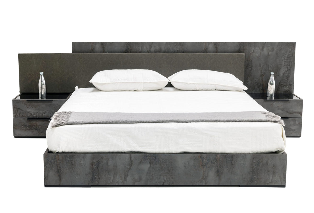Ferrara - Queen Modern Volcano Oxide Grey Bed with Nightstands by VIG Furniture - View 3