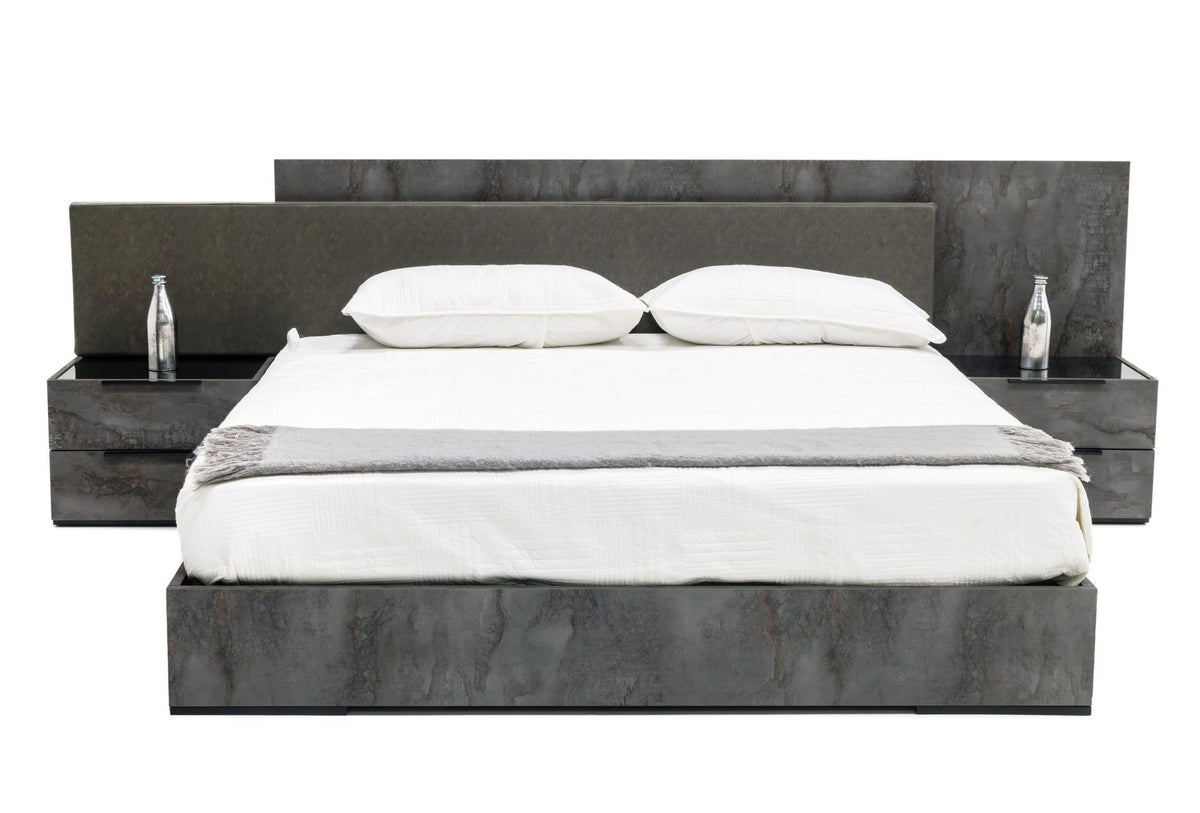 Queen Ferrara - Modern Volcano Oxide Grey Bedroom Set