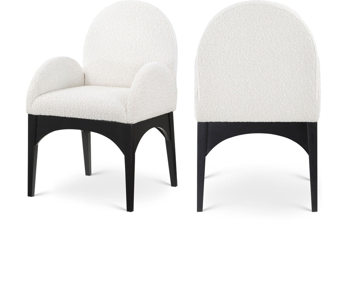 Waldorf - Boucle Dining Arm Chair With Black Legs