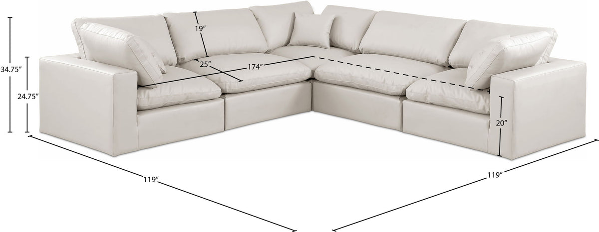 Comfy - 5 Piece Faux Leather Modular Corner Sectional