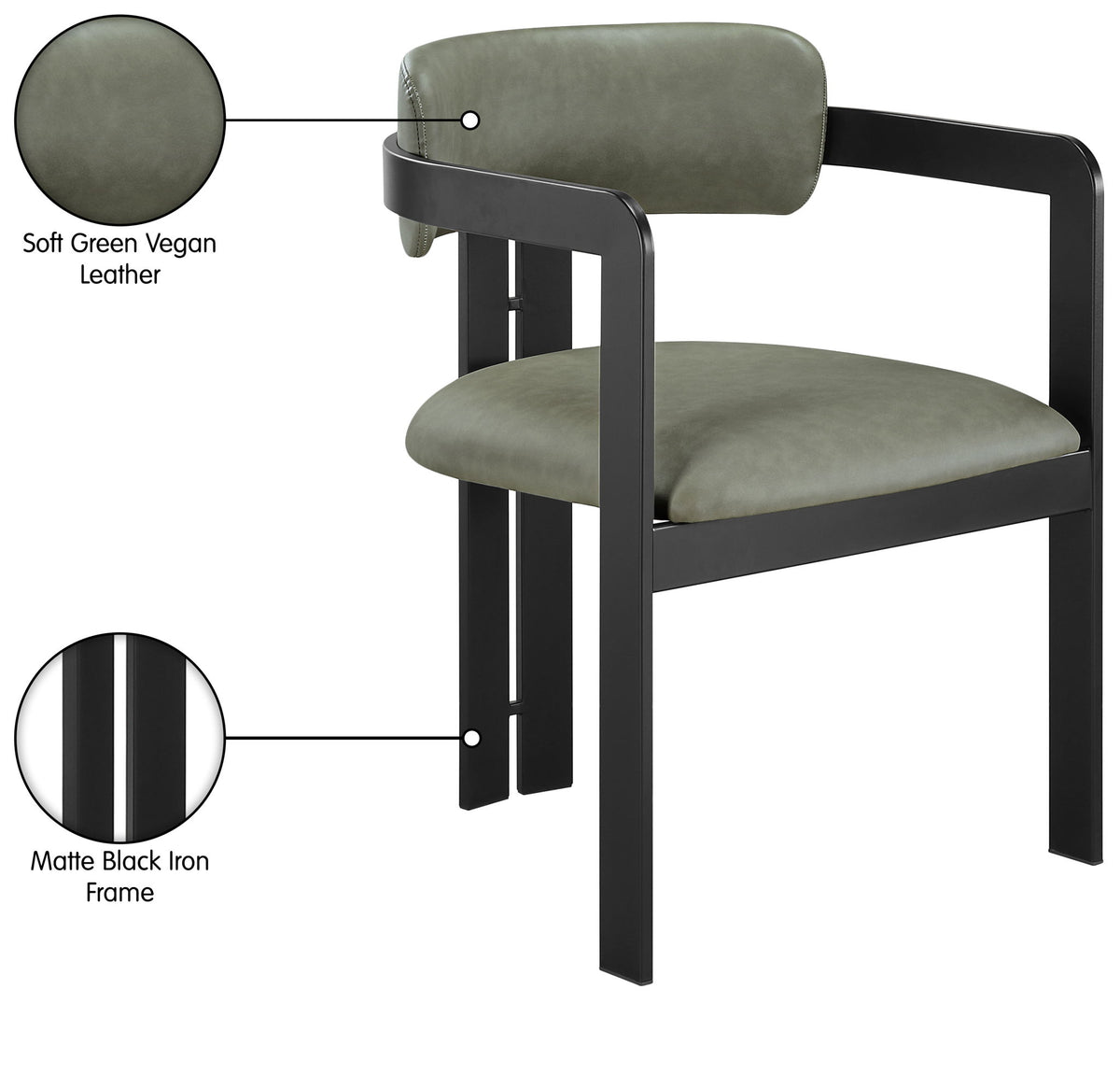Aurum - Vegan Leather Upholstered Dining Chair With Graphite Black Base (Set of 2)
