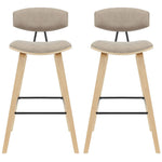 Fox - Bar Height Curved Back Wood Bar Stool With Faux Leather Seat