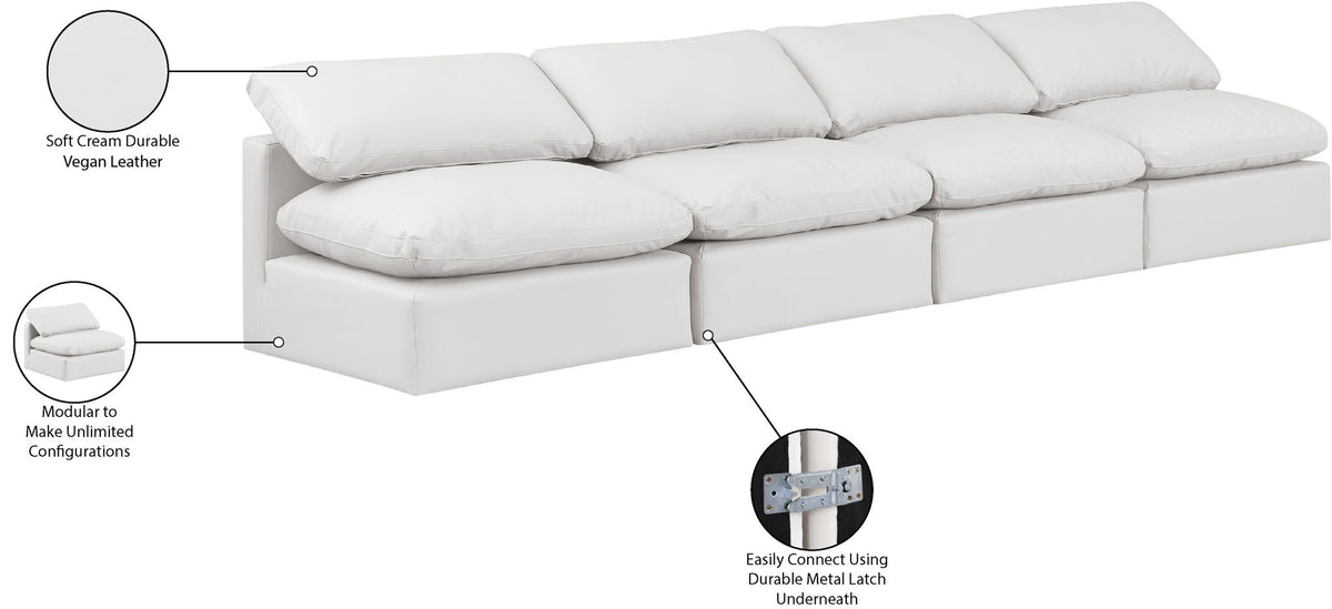 Indulge - Faux Leather 4 Seat Modular Armless Sofa