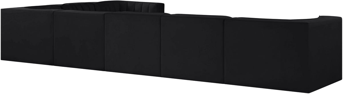 Rummi - Velvet Performance Fabric Upholstered 7 Piece Modular Sectional (With 3 Corner Chairs)