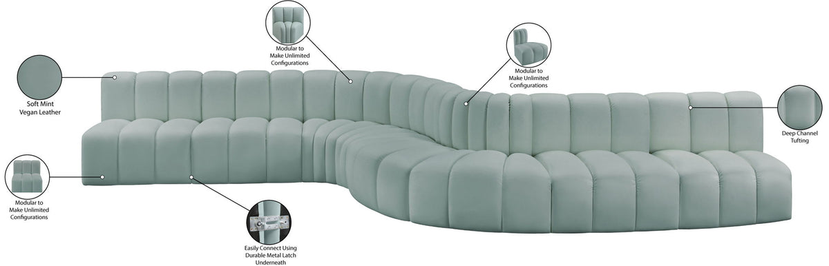 Arc - Faux Leather 8 Piece Curved Modular Sofa