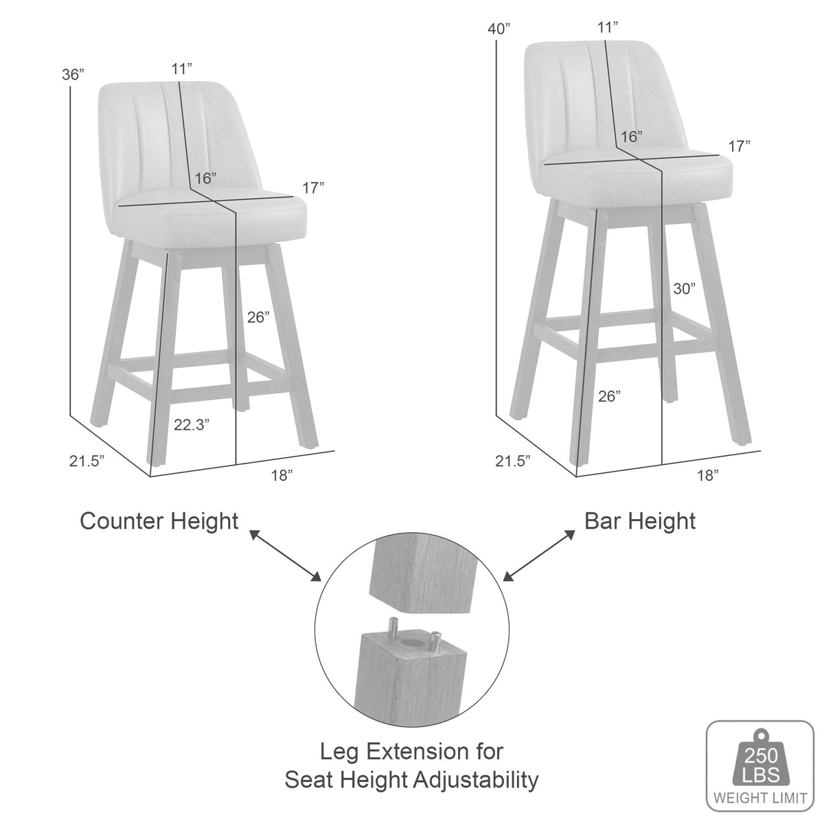 Sonny - Adjustable Height Swivel Barstool