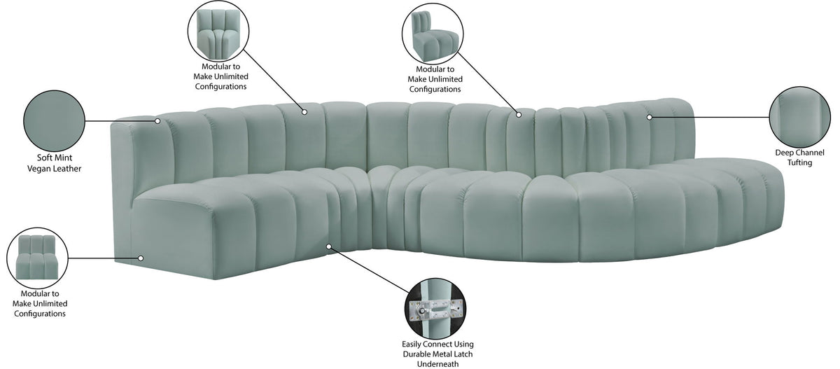 Arc - Faux Leather 6 Piece Curved Modular Sofa