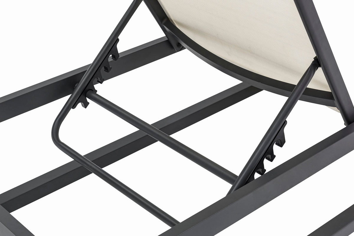 Maldives - Water Resistant Outdoor Patio Adjustable Sun Chaise Lounge Chair With Gray Base