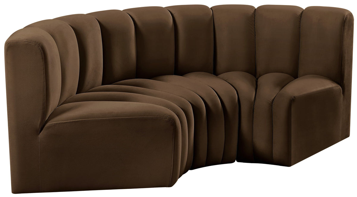 Arc - Velvet 3 Piece Modular U-Shaped Sofa
