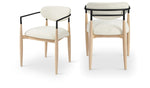 Riccio - Performance Fabric Upholstered Dining Arm Chair (Set of 2) With Light Brown Legs - Cream