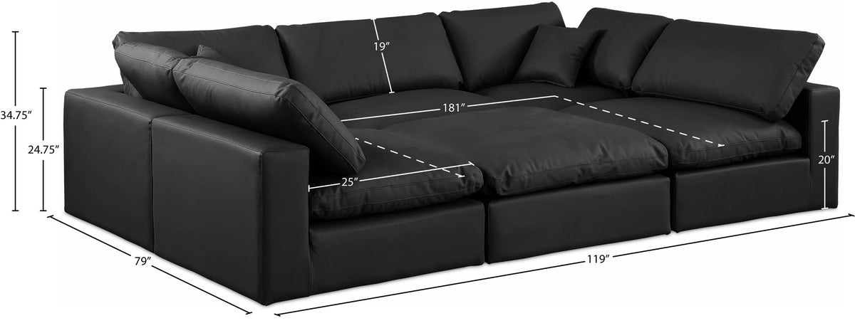 Comfy - 6 Piece Faux Leather Sectional