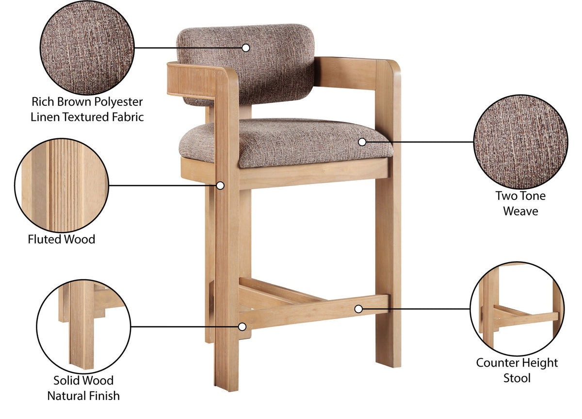 Sacha - Linen Stool With Natural Base