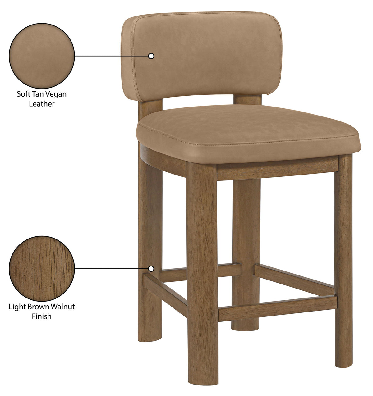 Paloma - Faux Leather Upholstered Counter Stool (Set of 2) - Brown Frame