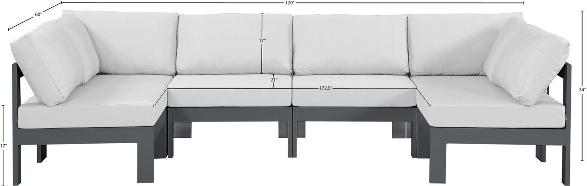 Nizuc - Outdoor Patio 6 Piece Modular Sectional With Gray Frame