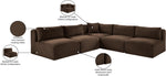 Shaggy - 5 Piece Modular Corner Armless Sectional