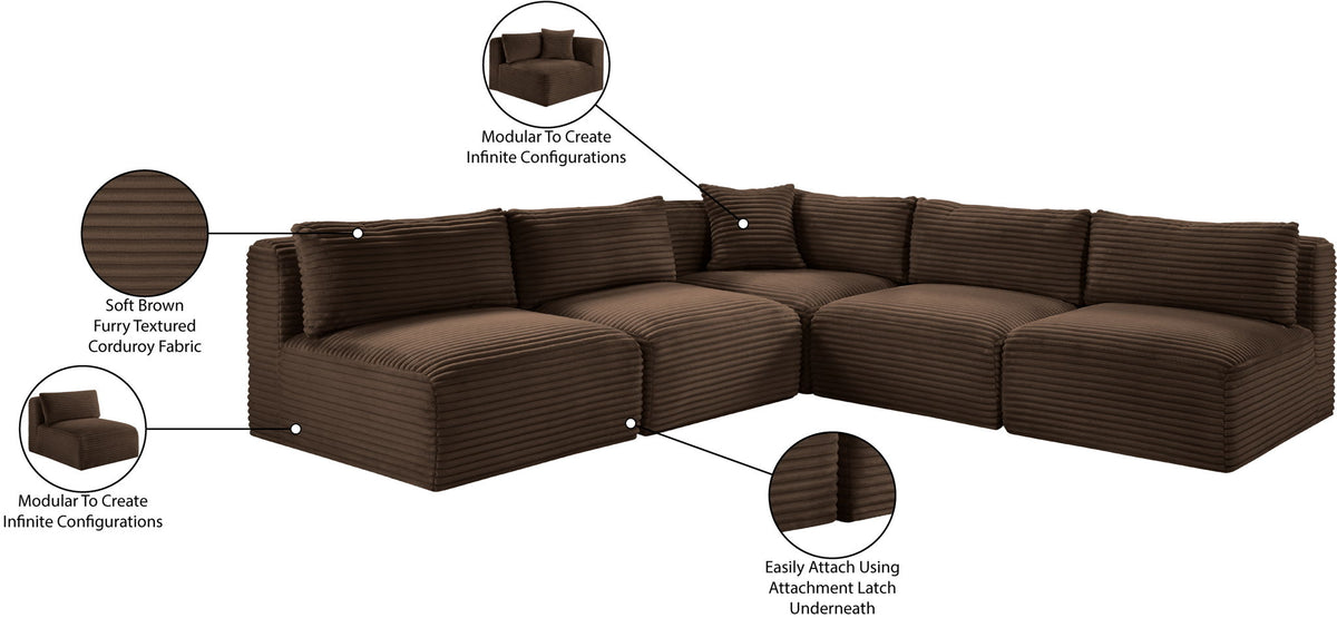 Shaggy - 5 Piece Modular Corner Armless Sectional