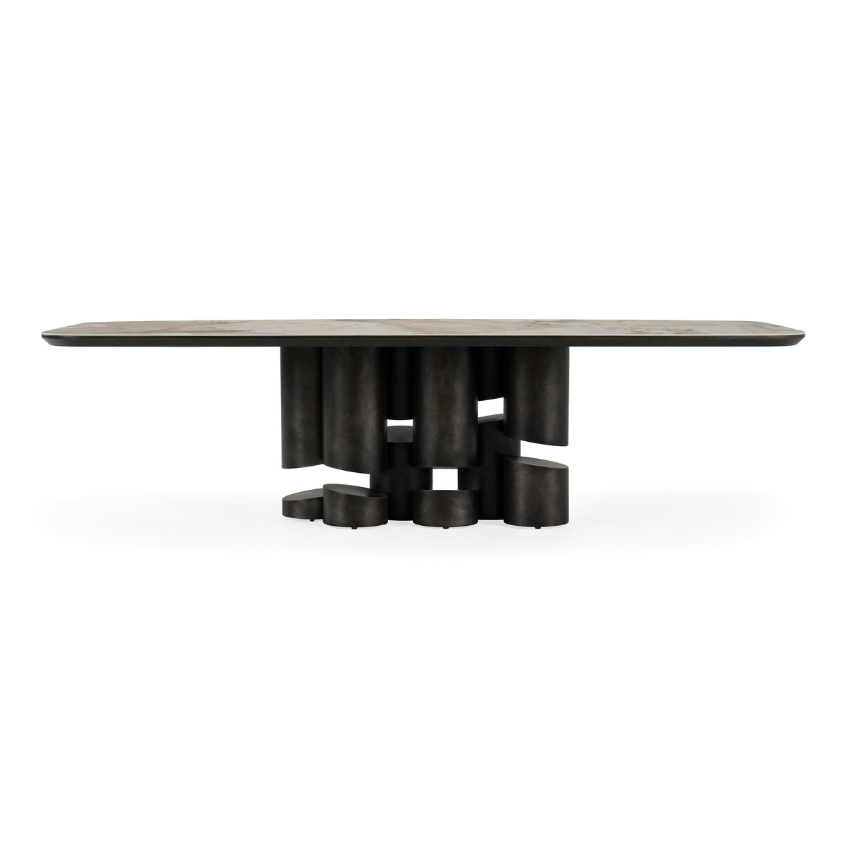 Finsbury - Modern Ceramic + Dark Grey Brass Oval Dining Table by VIG Furniture - View 1