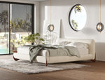 Fleury - Contemporary Cream Fabric and Walnut Bed-eastern by VIG Furniture - View 1