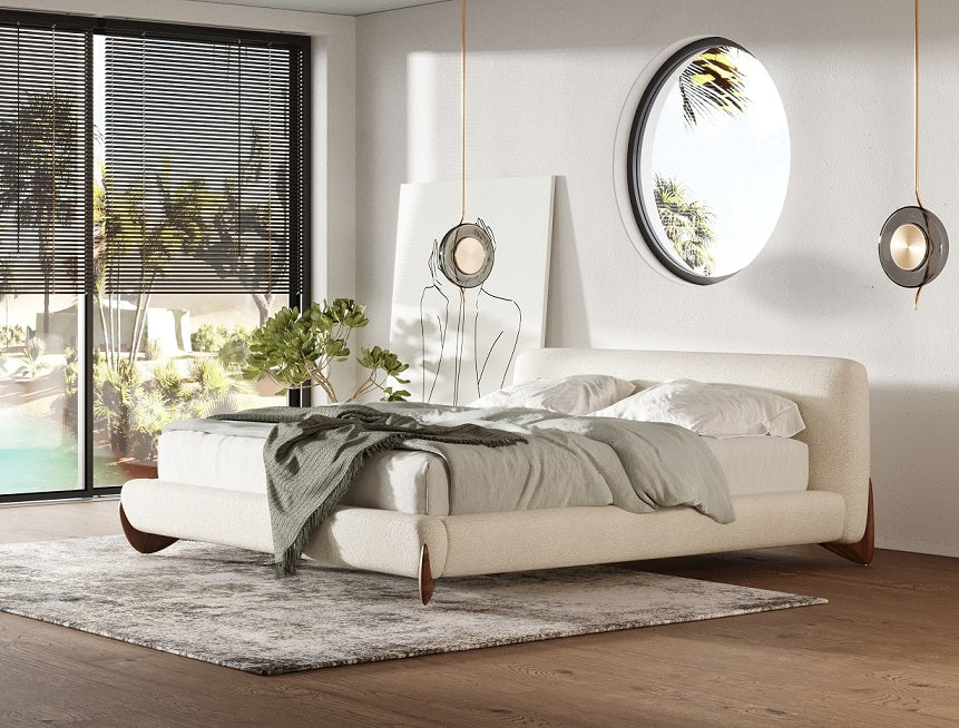 Fleury - Contemporary Cream Fabric and Walnut Bed-queen by VIG Furniture - View 1