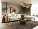Fleury - Contemporary Cream Fabric and Walnut RAF Sectional Sofa by VIG Furniture - View 2