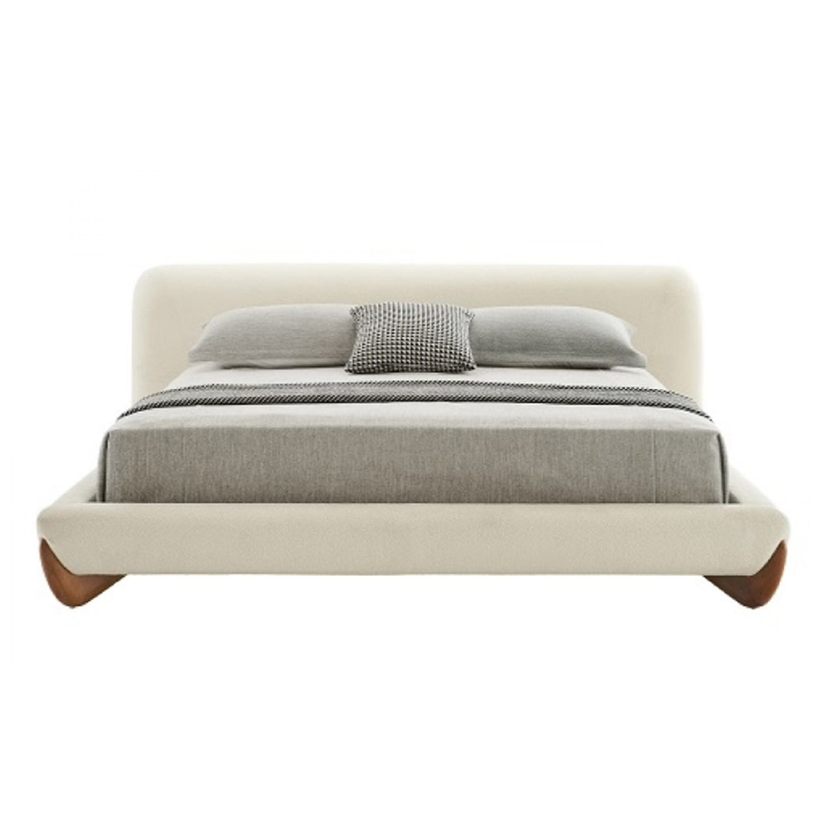 Fleury - Contemporary Cream Fabric and Walnut Bed by VIG Furniture - View 1