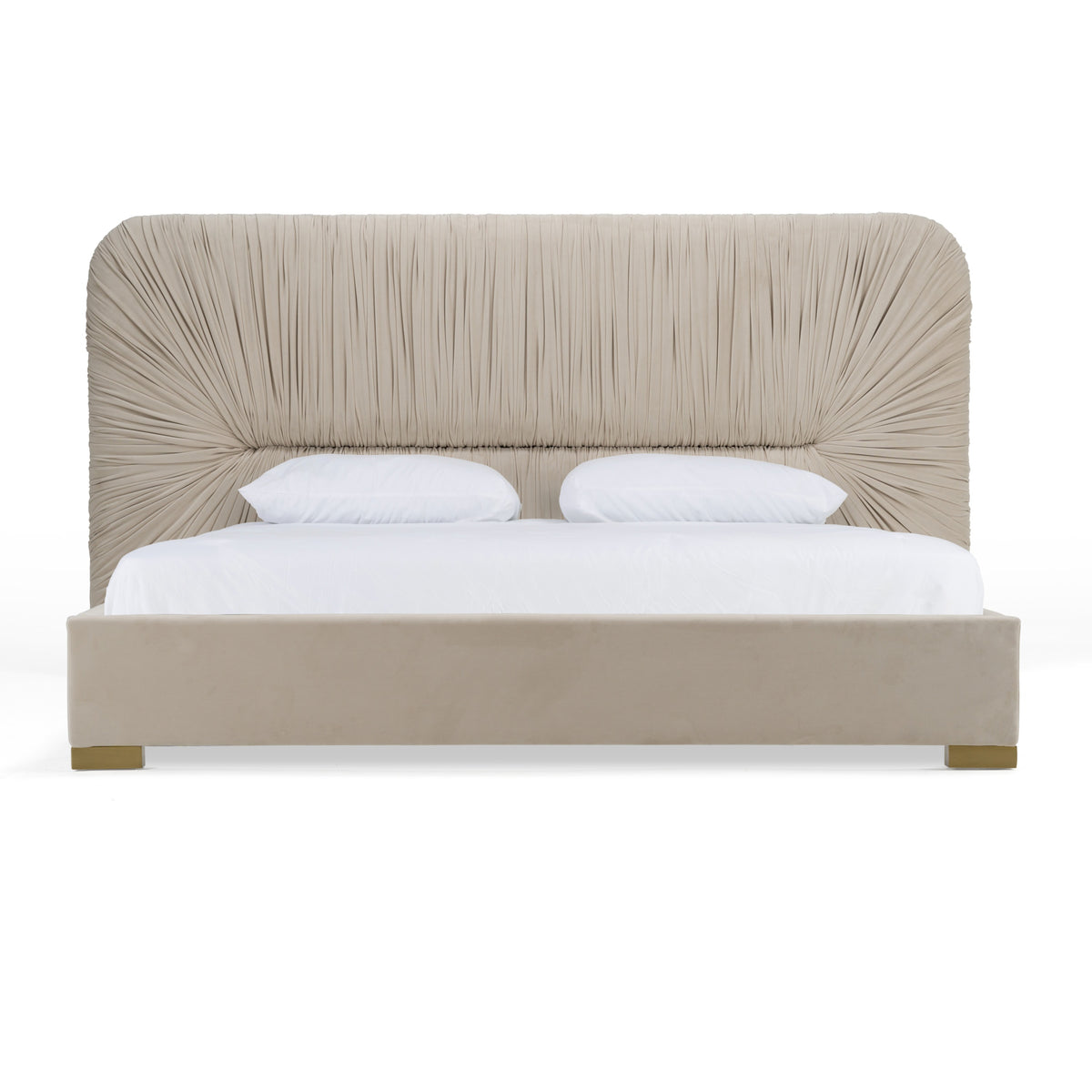 Florence - Modern Beige Velvet + Gold Bed by VIG Furniture - View 1
