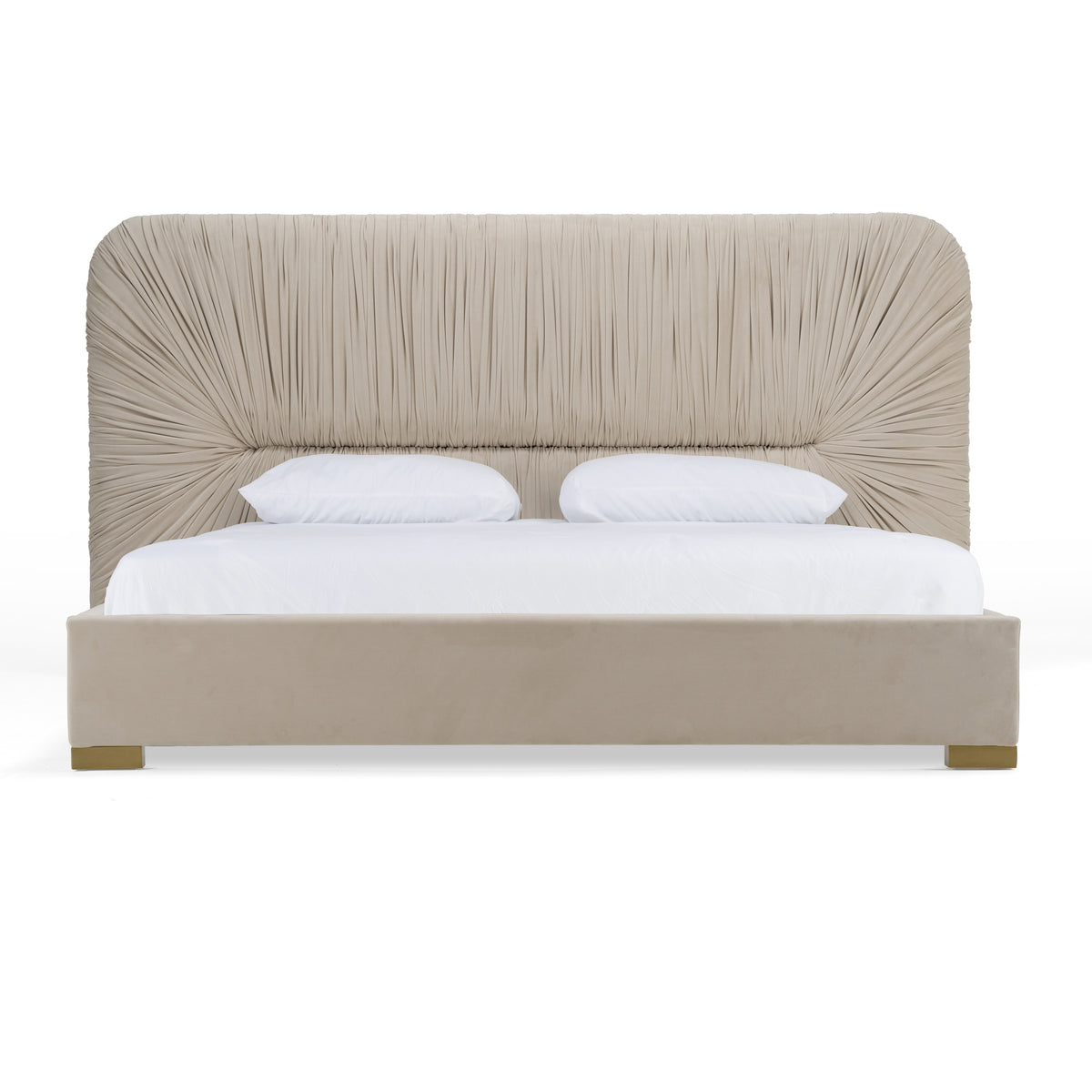 Eastern King Florence - Modern Beige Velvet + Gold Bed by VIG Furniture - View 1