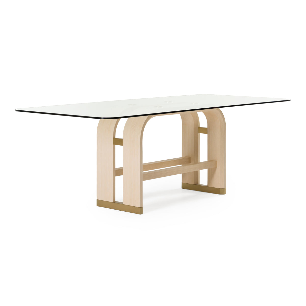 Florence - Modern Glass + Natural Oak + Gold Dining Table by VIG Furniture - View 3