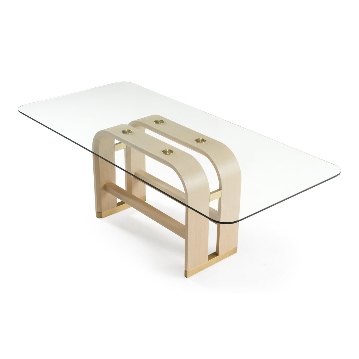 Florence - Modern Glass + Natural Oak + Gold Dining Table by VIG Furniture - View 4
