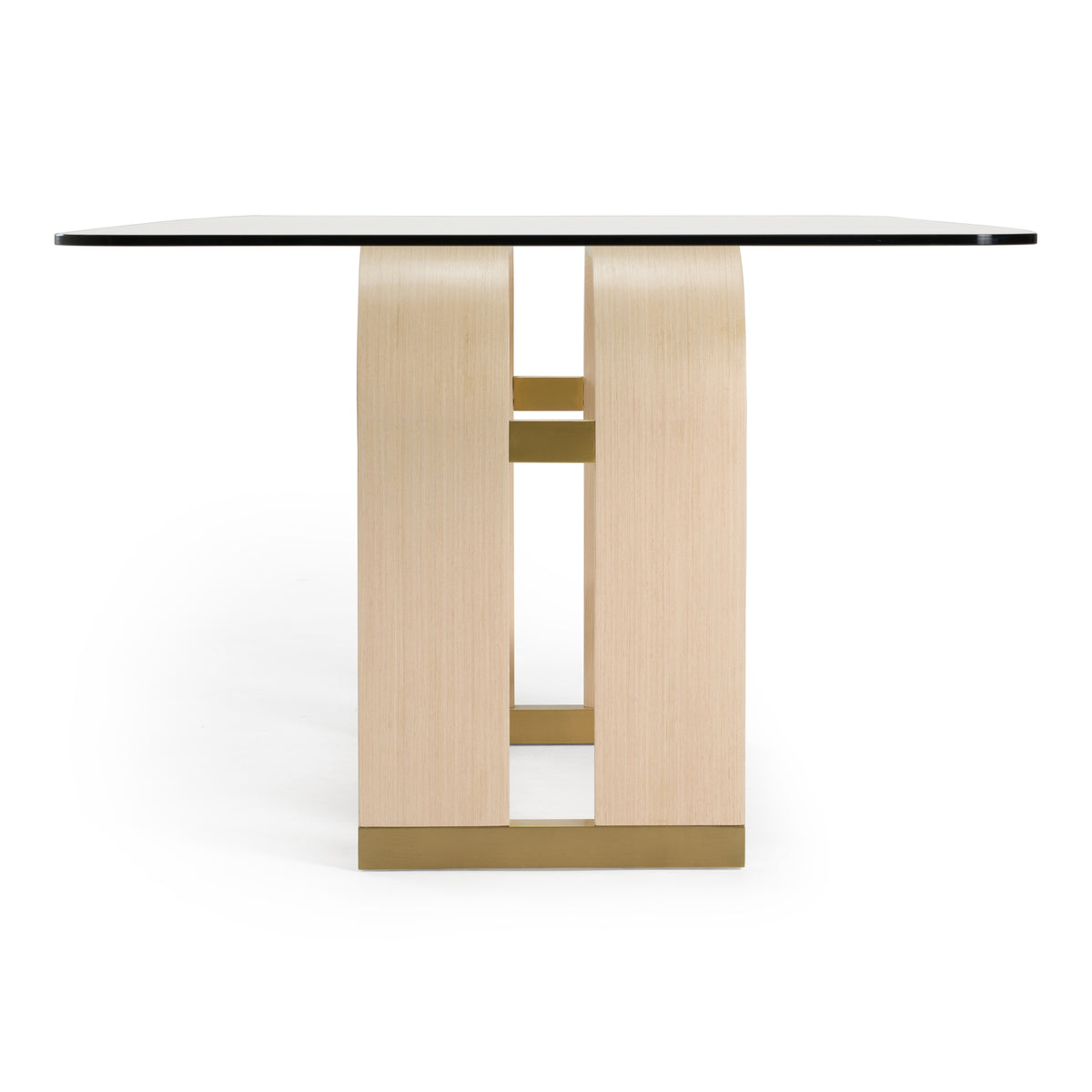 Florence - Modern Glass + Natural Oak + Gold Dining Table by VIG Furniture - View 5