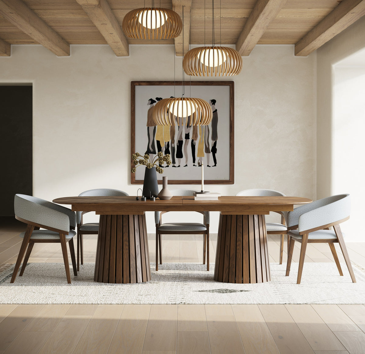 Truman - Mid-Century Modern Walnut Extendable Dining Table by VIG Furniture - View 10