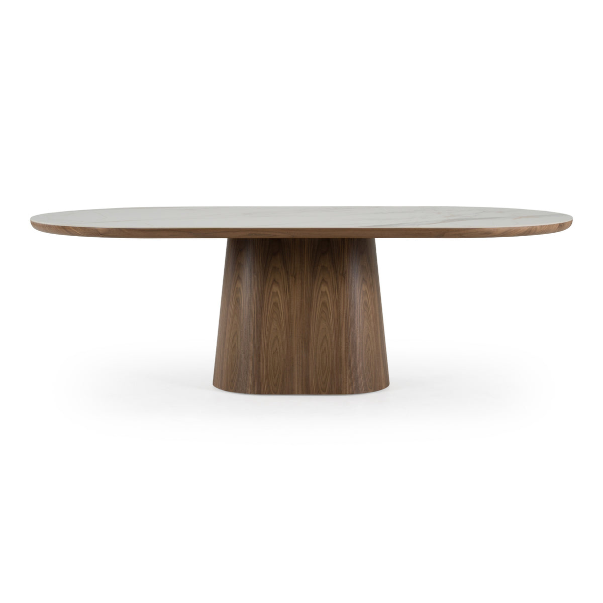 Foster - Contemporary White Ceramic + Walnut Oval Dining Table by VIG Furniture - View 1