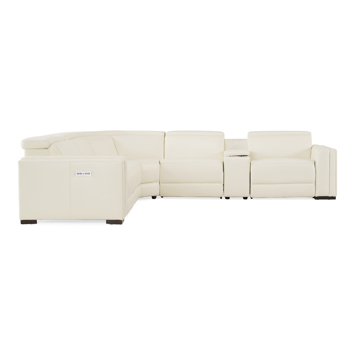 Frazier - Modern White Leather Sectional Sofa with 3 Recliners + Console by VIG Furniture - View 11