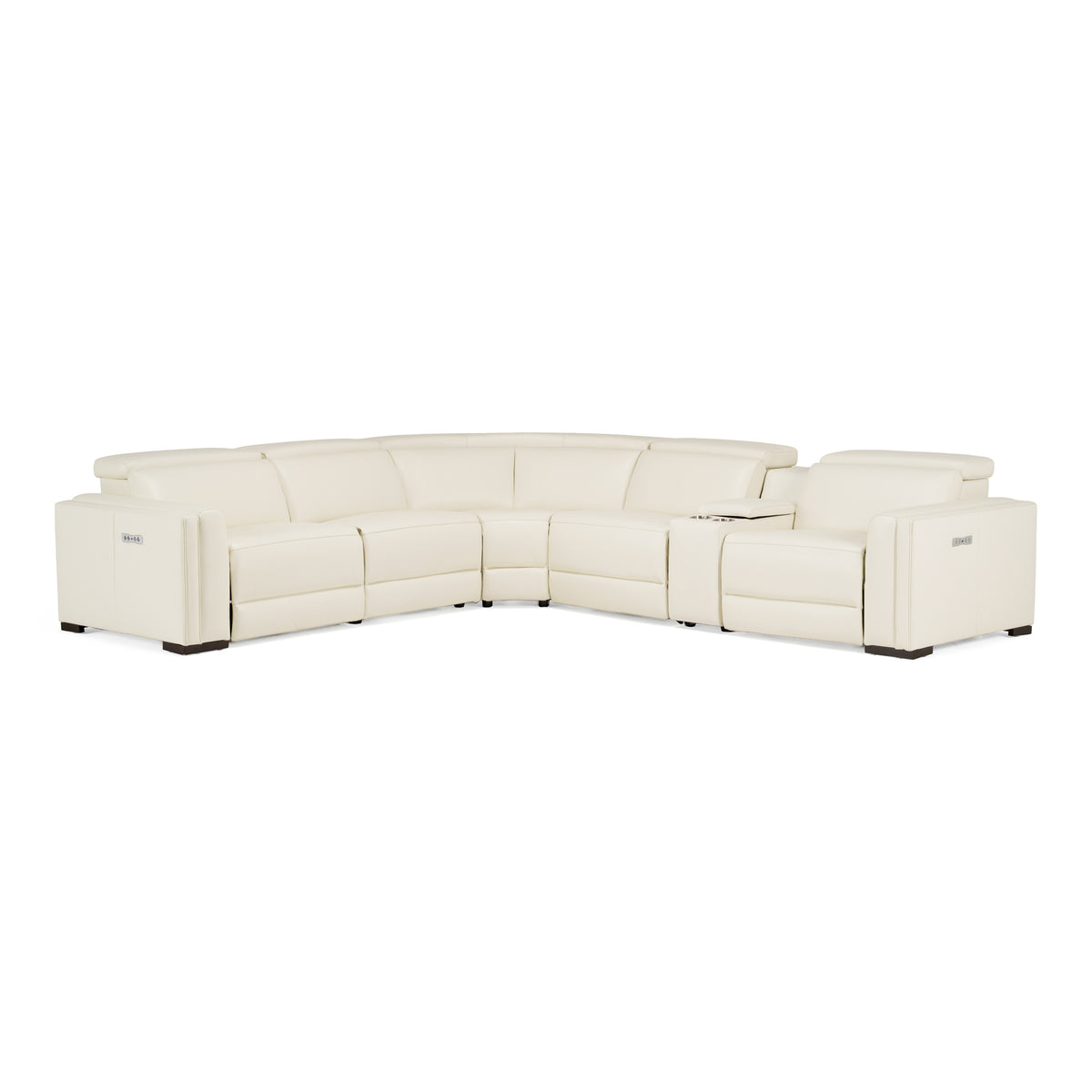 Frazier - Modern White Leather Sectional Sofa with 3 Recliners + Console by VIG Furniture - View 1