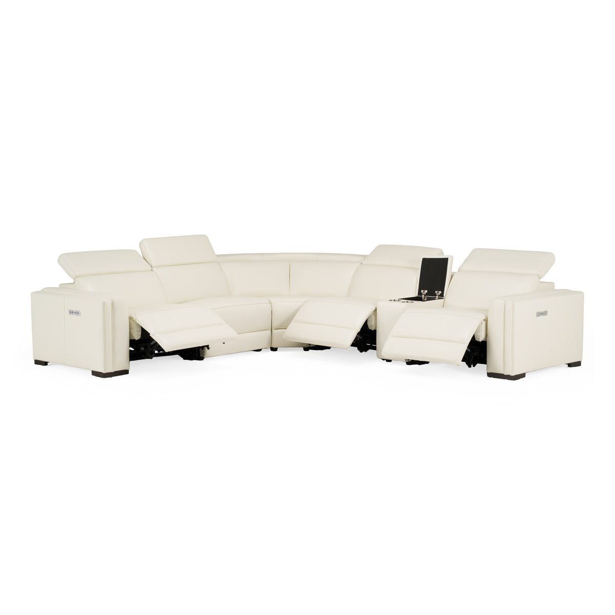 Frazier - Modern White Leather Sectional Sofa with 3 Recliners + Console by VIG Furniture - View 14