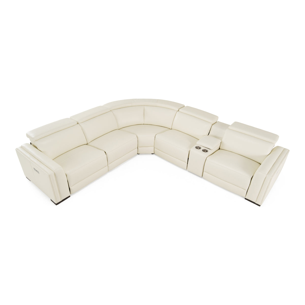 Frazier - Modern White Leather Sectional Sofa with 3 Recliners + Console by VIG Furniture - View 12