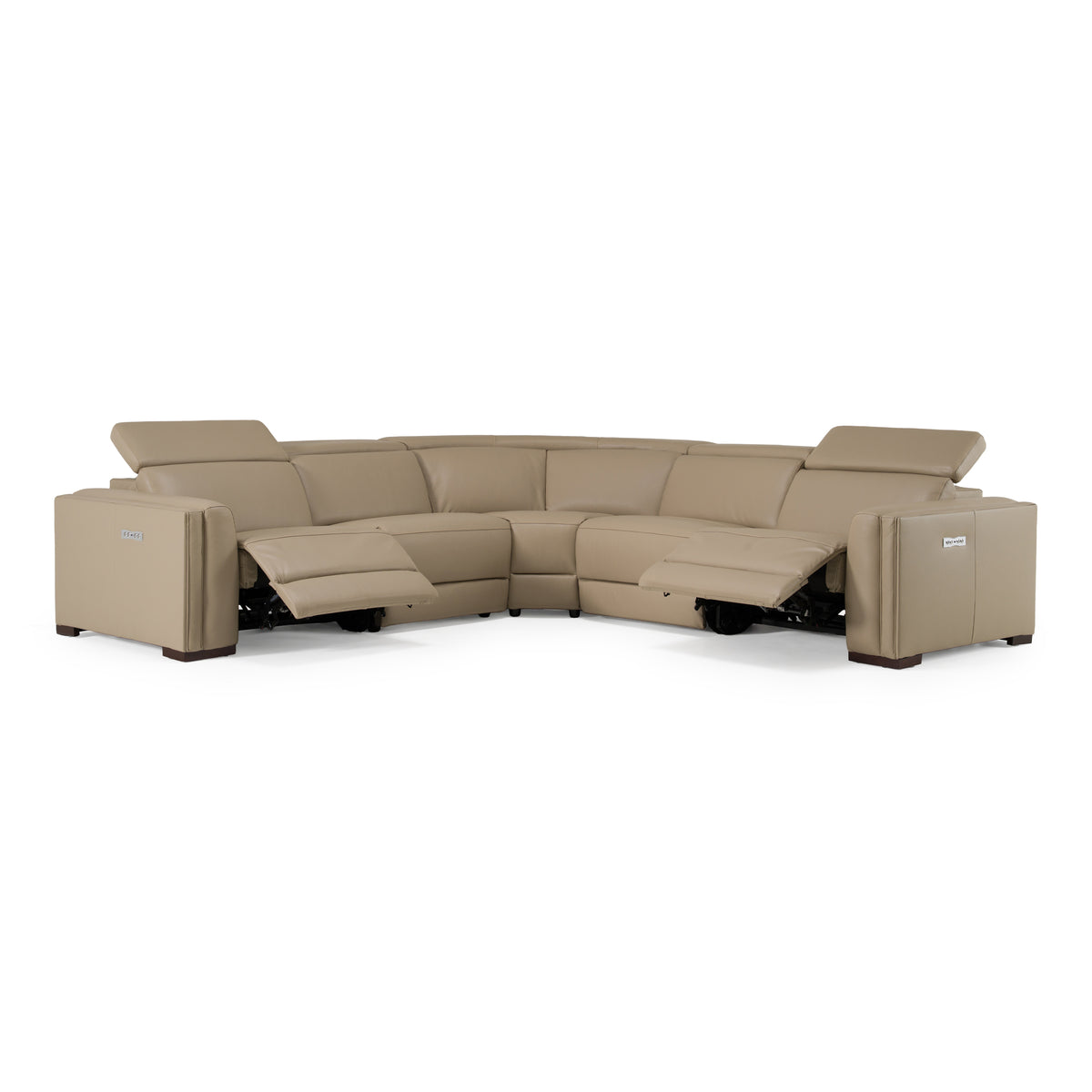 Frazier - Modern Tan Leather Sectional Sofa with 3 Recliners by VIG Furniture - View 3