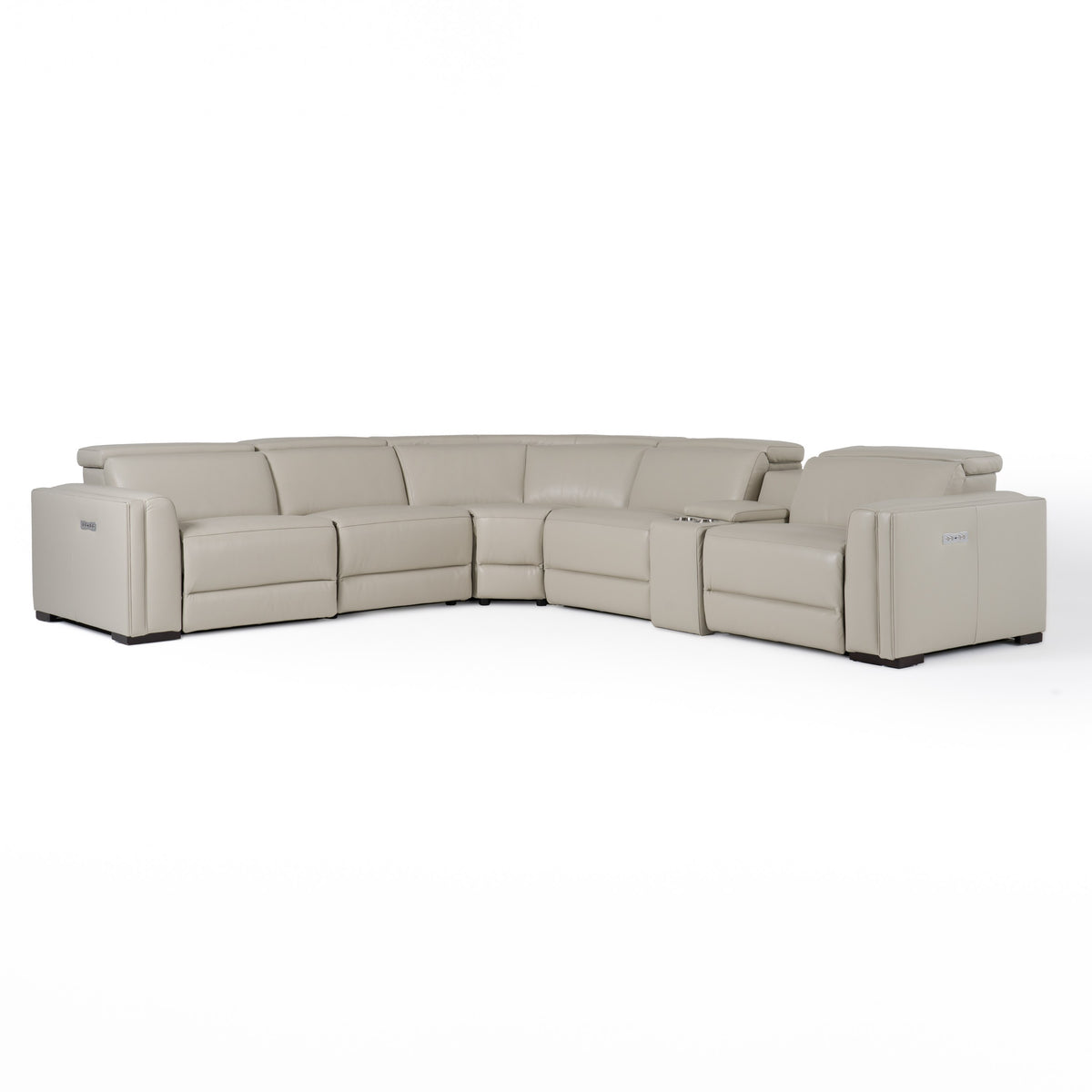 Frazier - Modern Light Grey Leather Sectional Sofa with 3 Recliners + Console by VIG Furniture - View 1