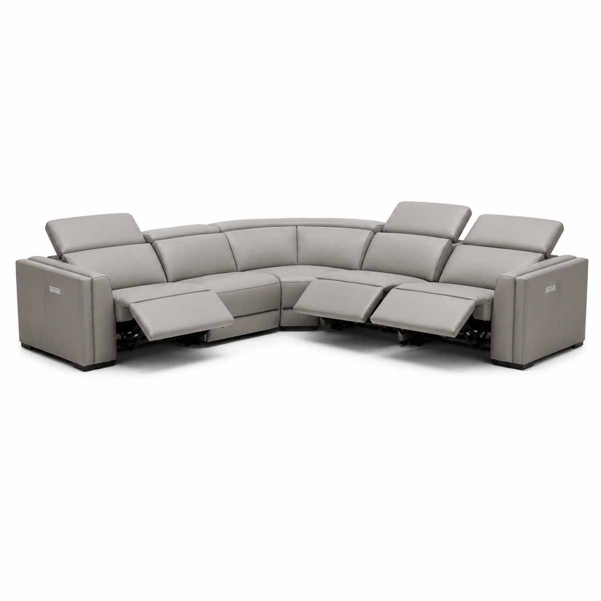Frazier - Modern Light Grey Leather Sectional Sofa with 3 Recliners by VIG Furniture - View 4