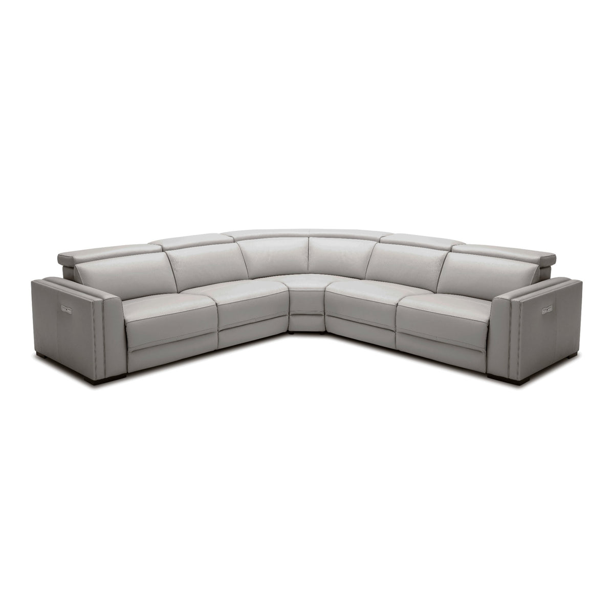 Frazier - Modern Light Grey Leather Sectional Sofa with 3 Recliners by VIG Furniture - View 1