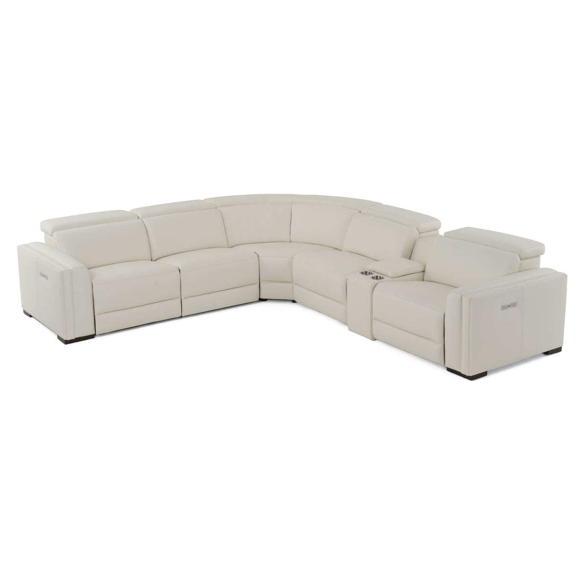 Frazier - Modern White Leather Sectional Sofa with 3 Recliners + Console by VIG Furniture - View 3