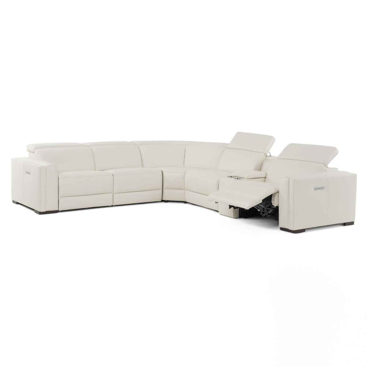 Frazier - Modern White Leather Sectional Sofa with 3 Recliners + Console by VIG Furniture - View 5