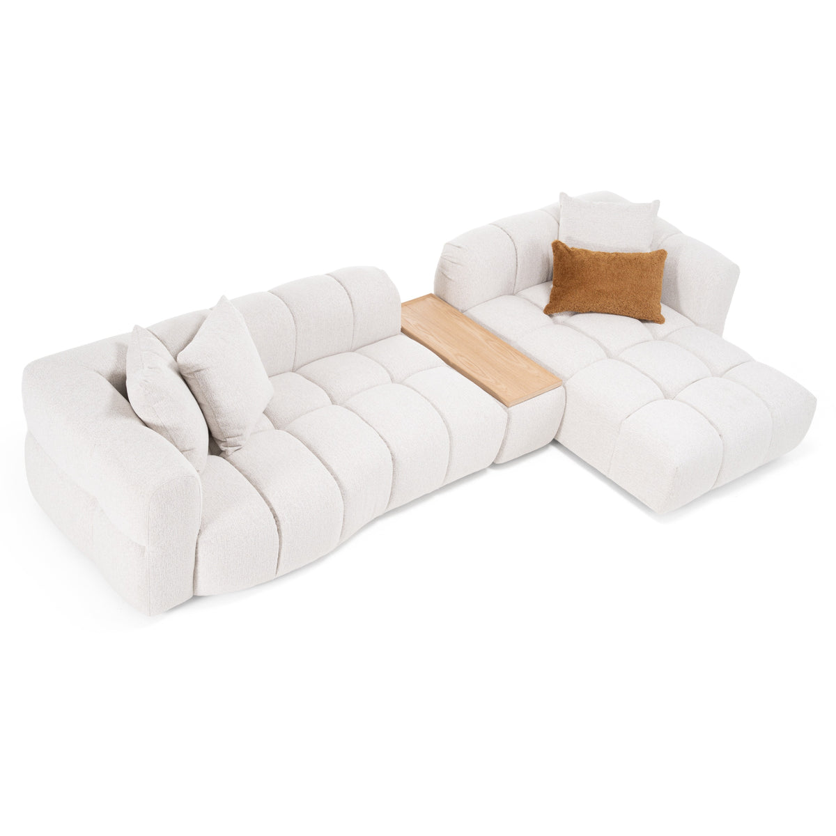 Freya - Modern Beige Fabric Sectional Sofa w/ Console by VIG Furniture - View 7