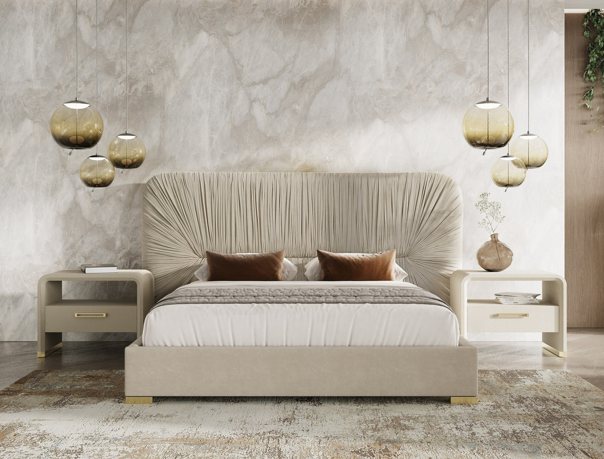 Florence - Modern Beige Leatherette + Gold Nightstand by VIG Furniture - View 11