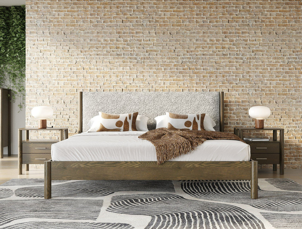 Eastern King Carolina - Modern Grey Fabric + Wenge Bedroom Set