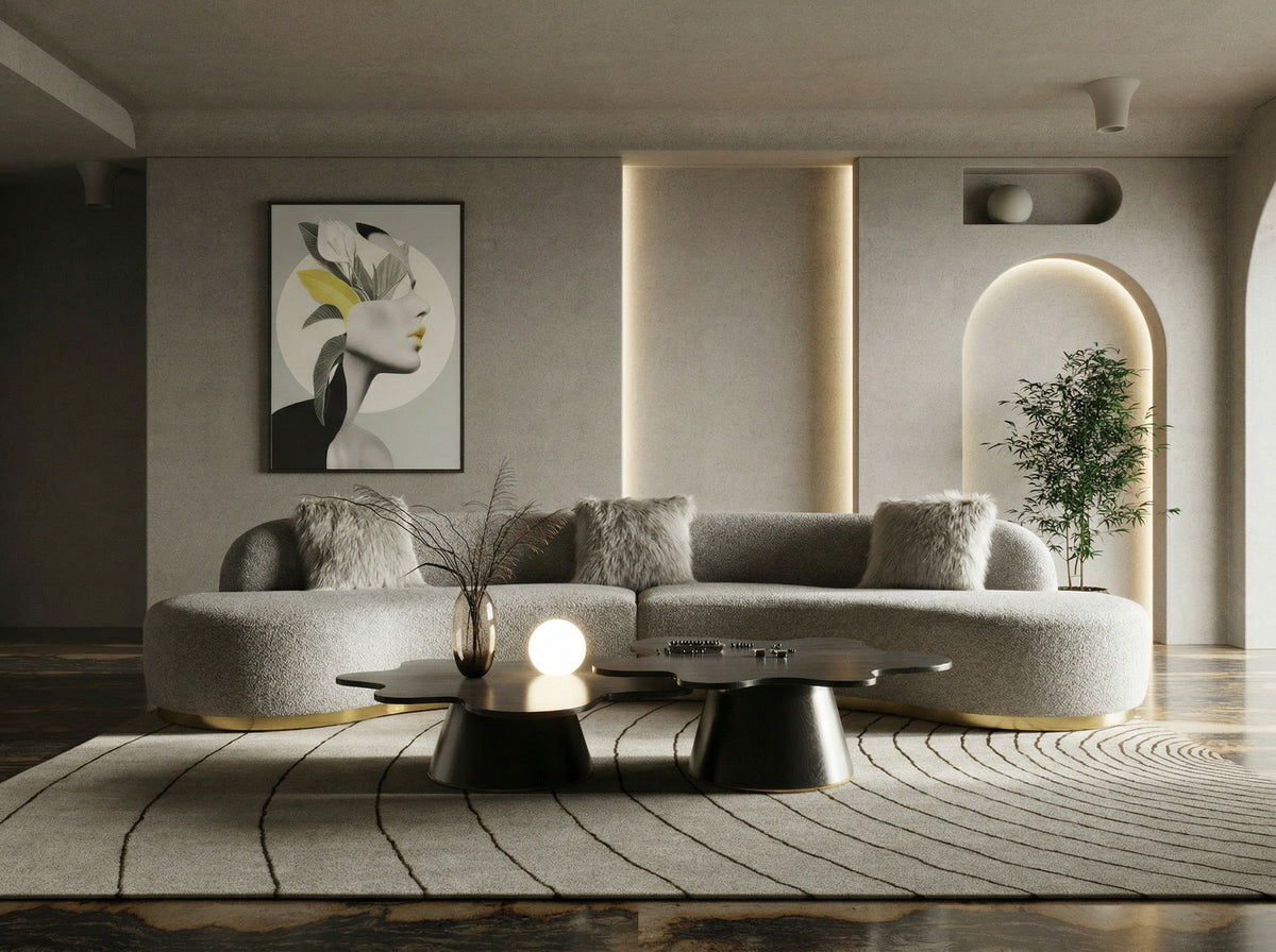 Frontier - Glam Grey Fabric Curved Sectional Sofa by VIG Furniture - View 3