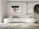 Frontier - Glam White Fabric Curved Sectional Sofa with Beige Pillows by VIG Furniture - View 2