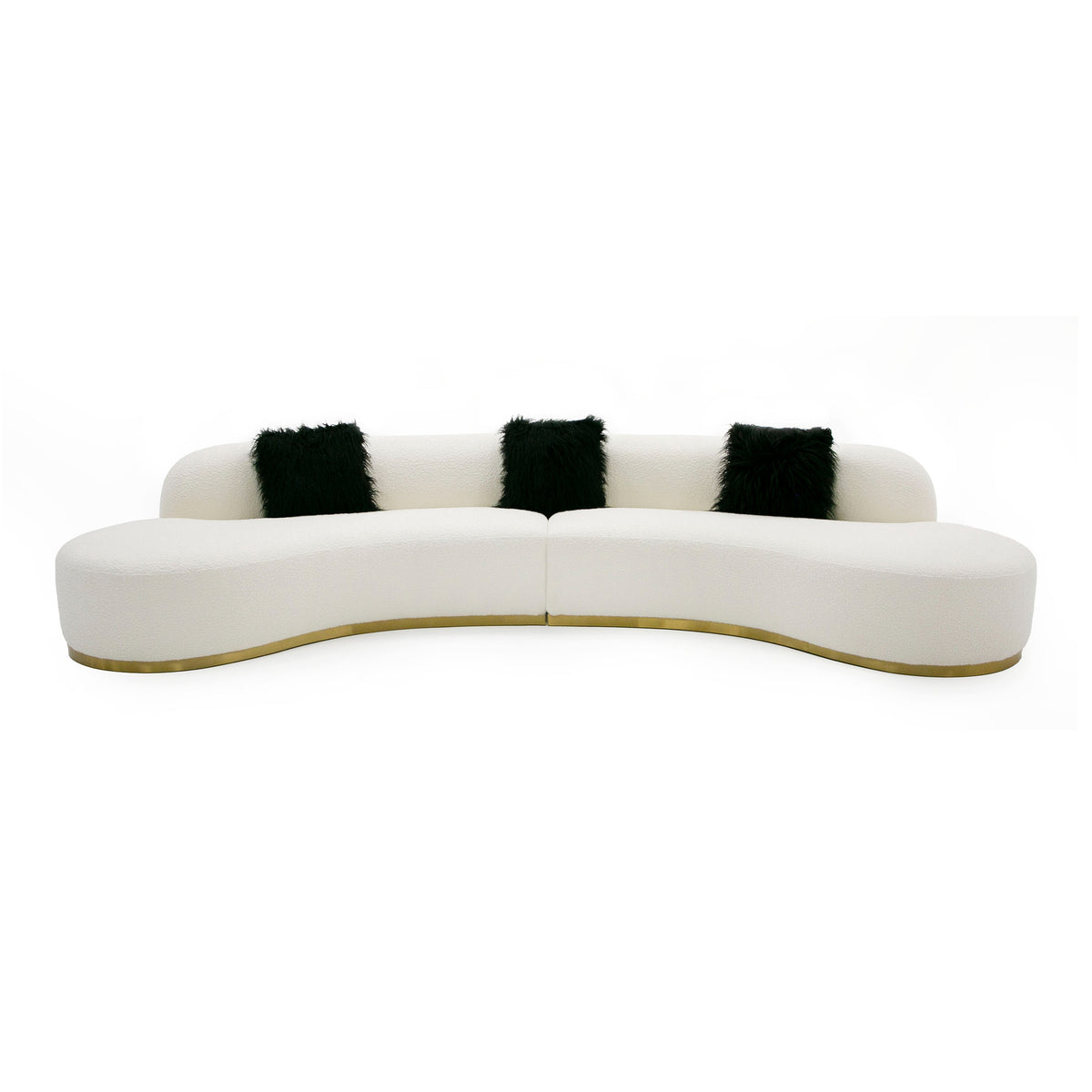 Frontier - Glam Off-White Fabric Curved Sectional Sofa with Black Pillows by VIG Furniture - View 1