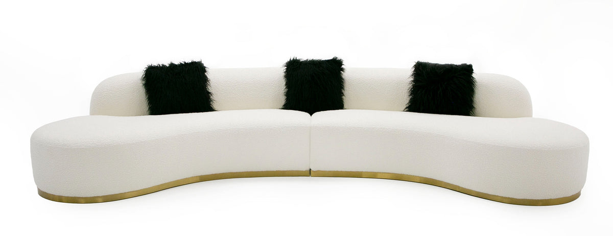 Frontier - Glam Off-White Fabric Curved Sectional Sofa with Black Pillows by VIG Furniture - View 2