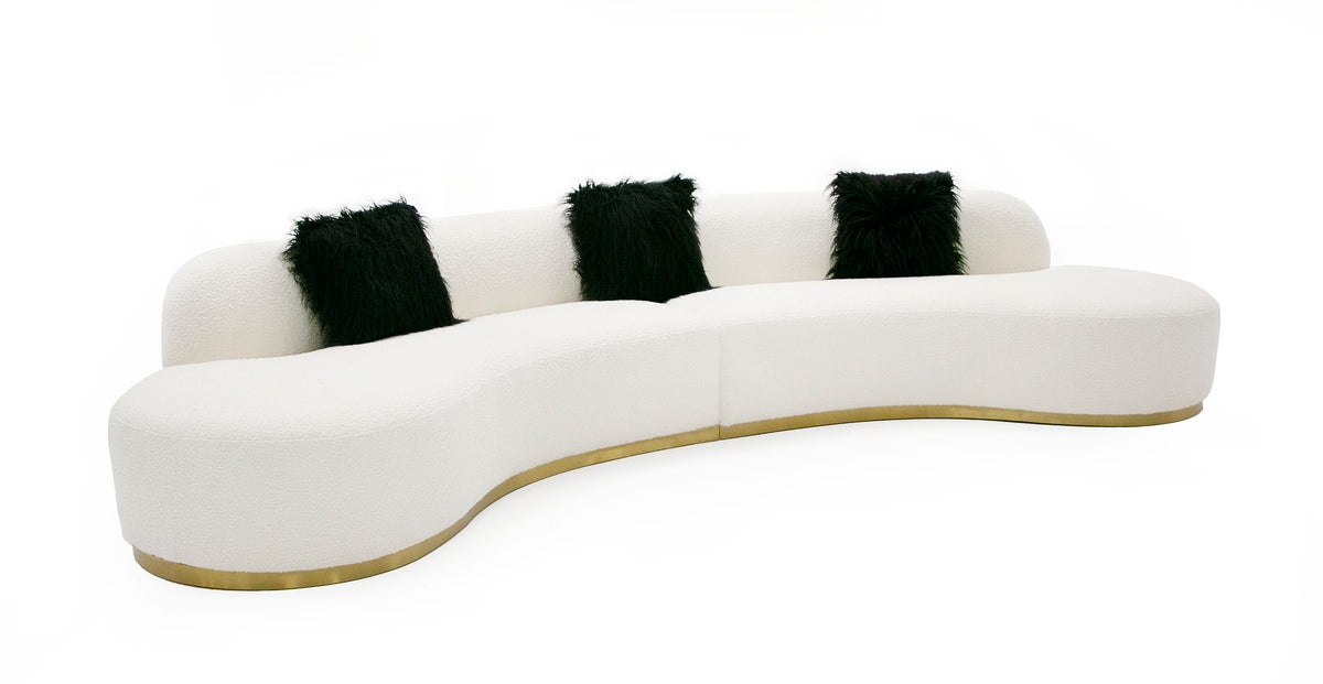 Frontier - Glam Off-White Fabric Curved Sectional Sofa with Black Pillows by VIG Furniture - View 3